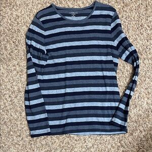 Croft & Barrow Navy and Light Blue Striped Top